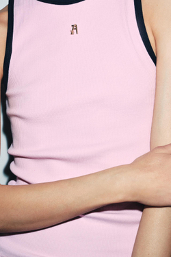 ZARA ТОП С КОНТРАСТНЫМИ ДЕТАЛЯМИ ZA, РОЗОВЫЙ/БЕЛЫЙ