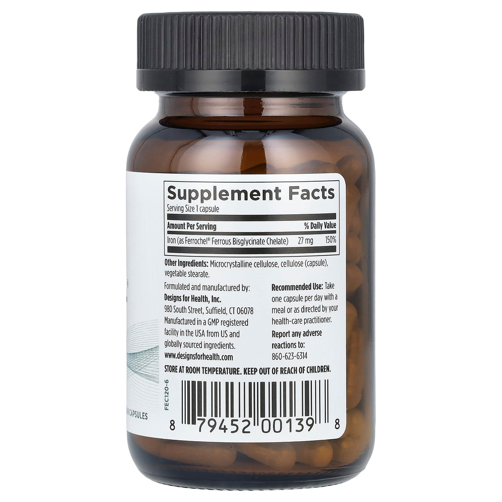 Designs For Health, Ferrochel®, 120 вегетарианских капсул (27 мг в 1 капсуле)
