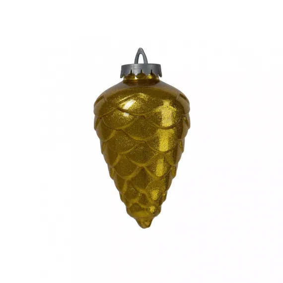 Шишка пластиковая 250 мм., золотая, с глиттером лакированная, BigDecor (801002)