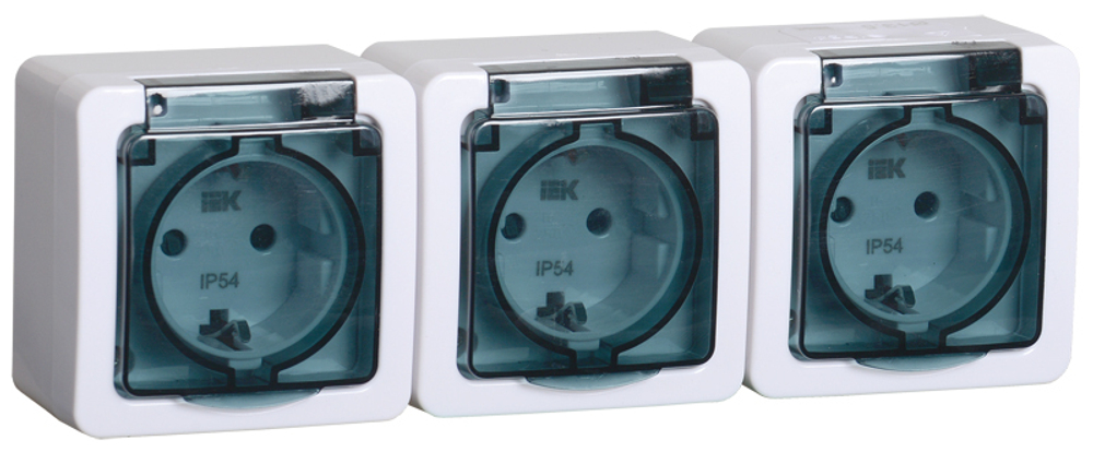 Розетка 3-местная для открытой установки РСб23-3-ГПБд с заземлением IP54 ГЕРМЕС PLUS  IEK