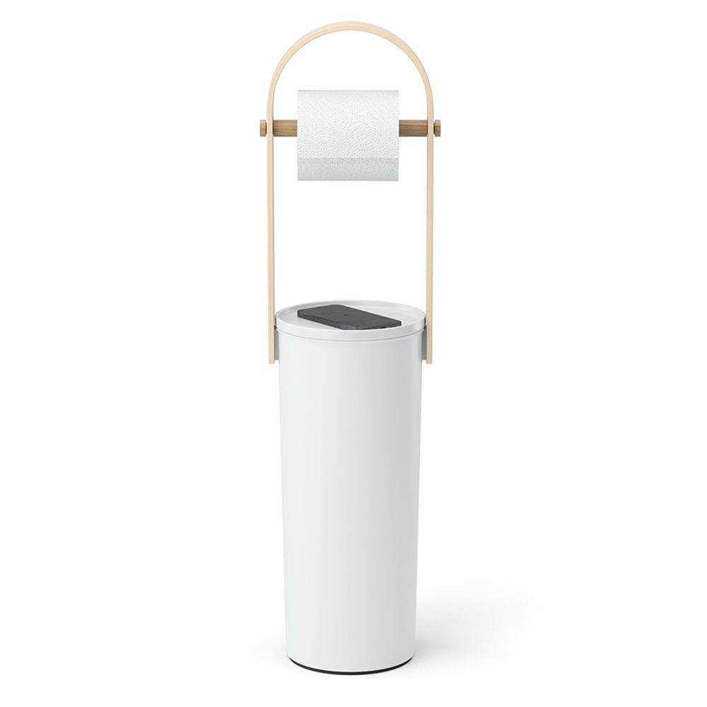 Держатель-органайзер для туалетной бумаги Bellwood, белый/натуральное дерево