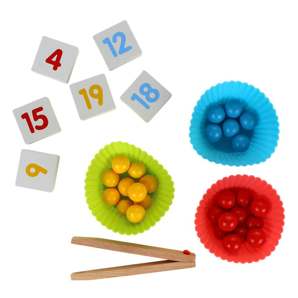 Развивающая игрушка деревянная Шарики (сортировка + примеры), коробка C-41667