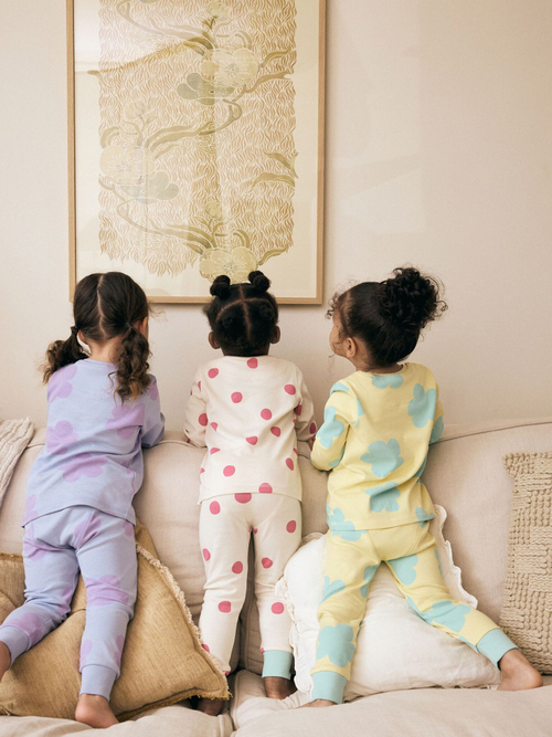 Пижама для девочки Next B51-447, 3 шт., Светло-желтый, Сиреневый