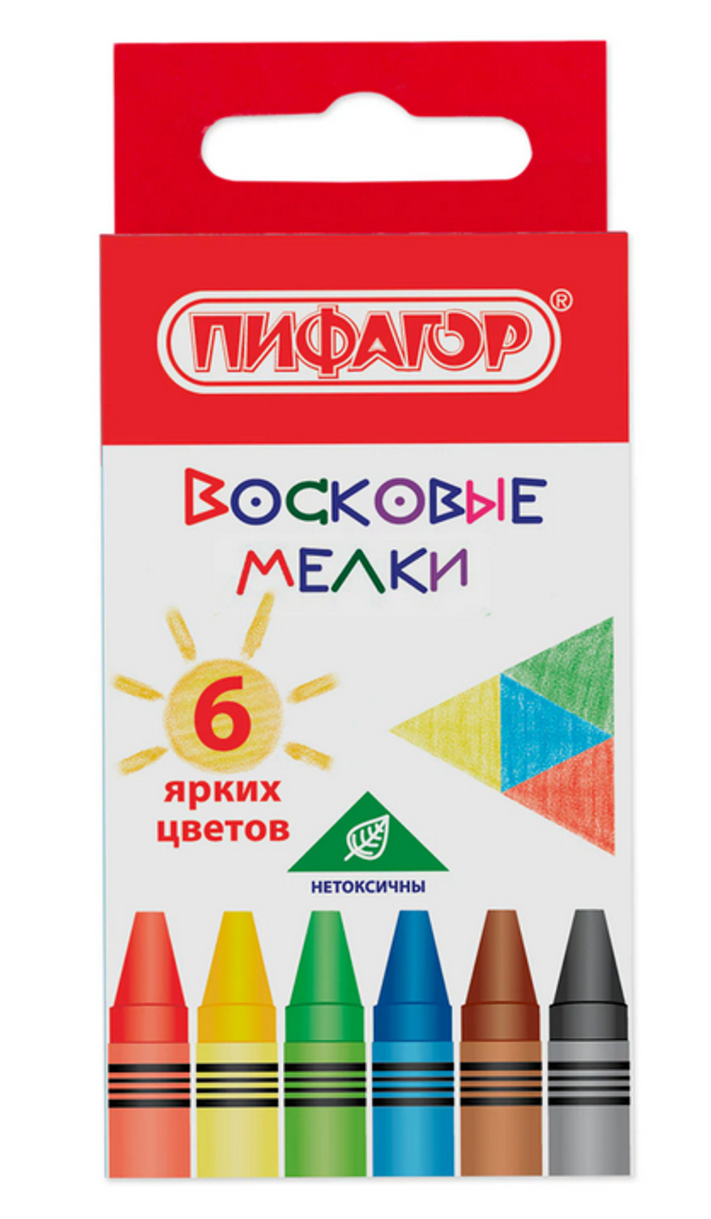 Мелки восковые 6цв. "Солнышко" (Пифагор)