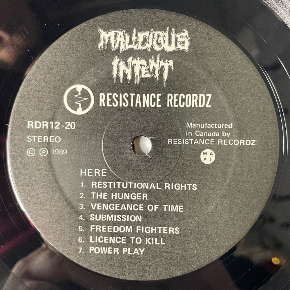 Винтажная виниловая пластинка LP Malicious Intent Shades Of Black (Canada 1989)