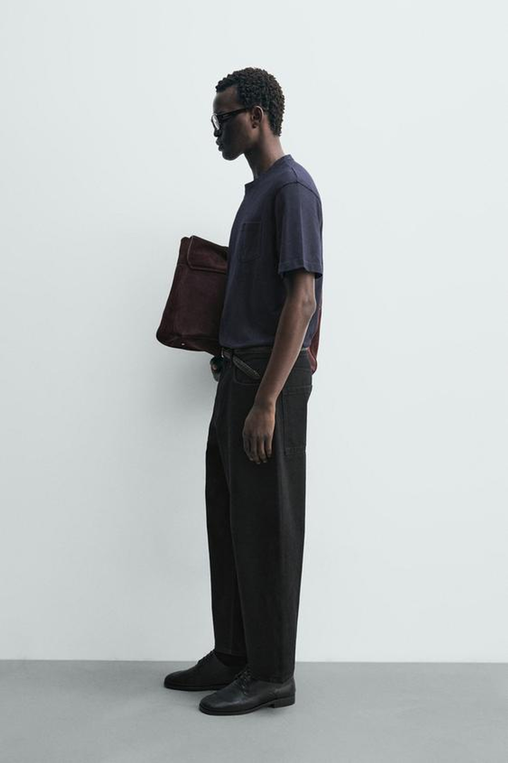 ZARA ДЖИНСЫ TAPERED WIDE FIT, ЧЕРНЫЙ