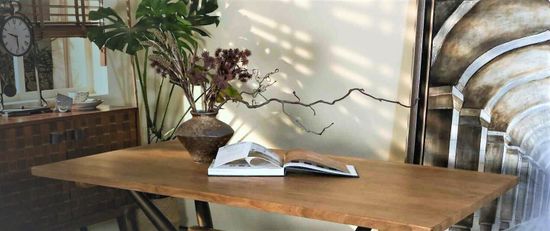 Стол RI010 Brass metal base & Light Grey Ash 200х100