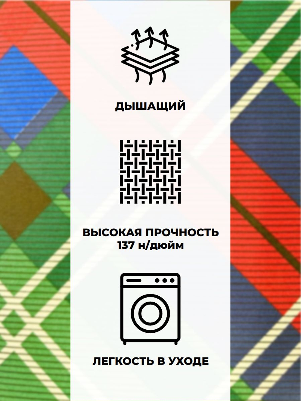 Пододеяльник Евро 200х220 Перкаль Хлопок Красно-зелёная клетка