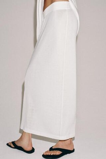ZARA ТРИКОТАЖНАЯ ЮБКА МИДИ, БЕЛЫЙ