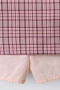 ZARA ЮБКА-ШОРТЫ В КЛЕТКУ С РЕМНЕМ, РОЗОВЫЙ