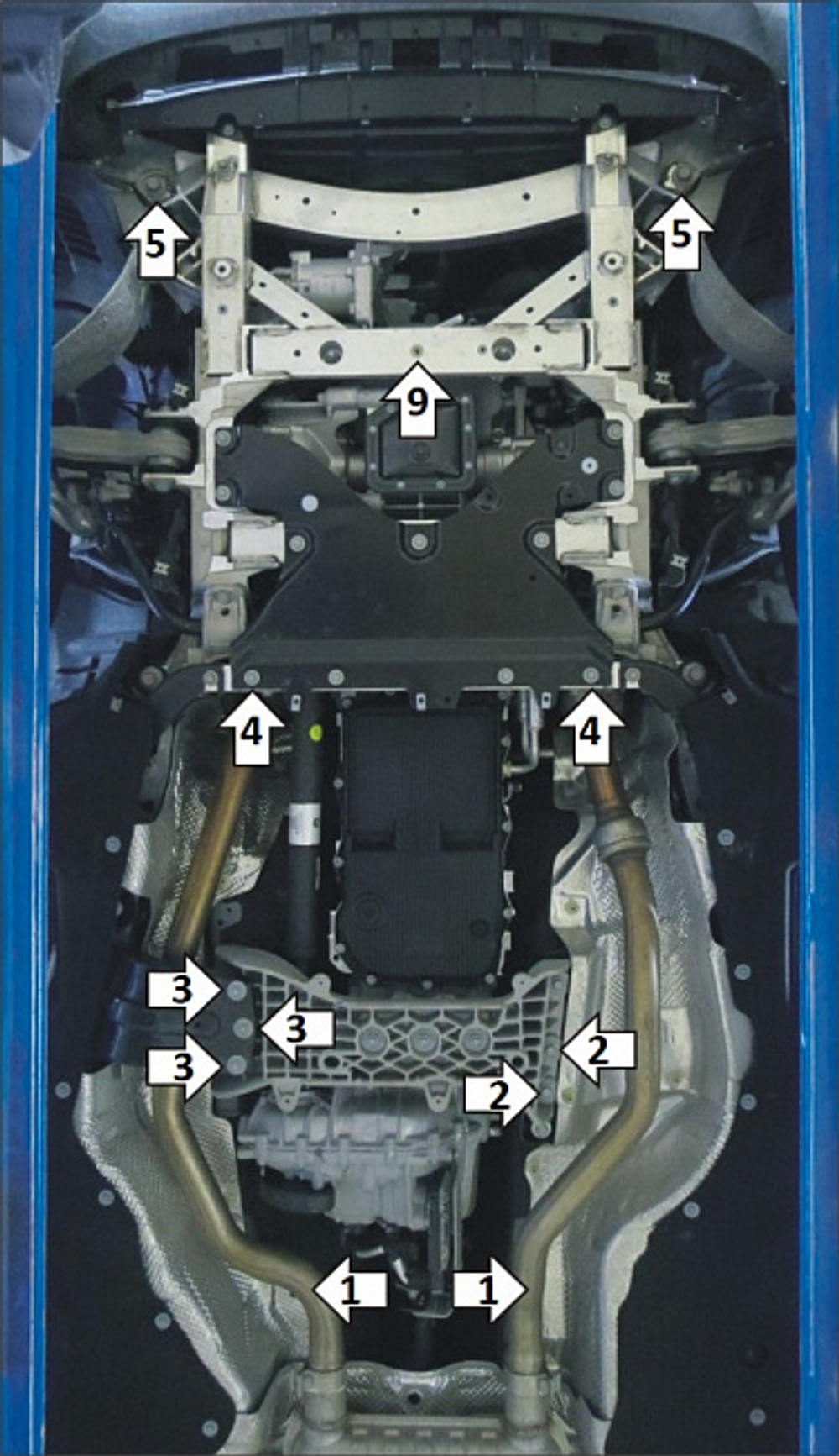 Усиленная защита Motodor Радиатора, Двигателя, КПП, Разд. коробки. 5 мм, Алюминий. для Jeep Grand Cherokee V 2021-н.в. арт.35201