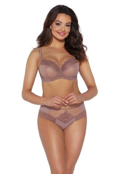 Бюстгальтер plus size с чашками на косточках и боковыми поддержками (Размер: 75J) (Цвет: какао)