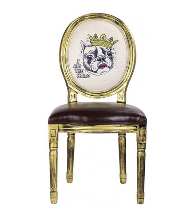 Стул "Бульдог в короне" 48x46x96см Дерево/полиуретан/кож.зам/лён