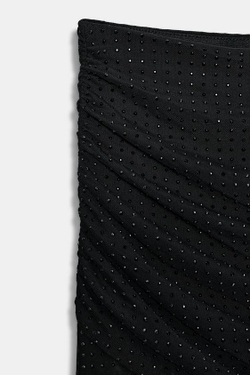 ZARA БРЮКИ ИЗ МЕРЦАЮЩЕГО ПРИСБОРЕННОГО ТЮЛЯ, ЧЕРНЫЙ