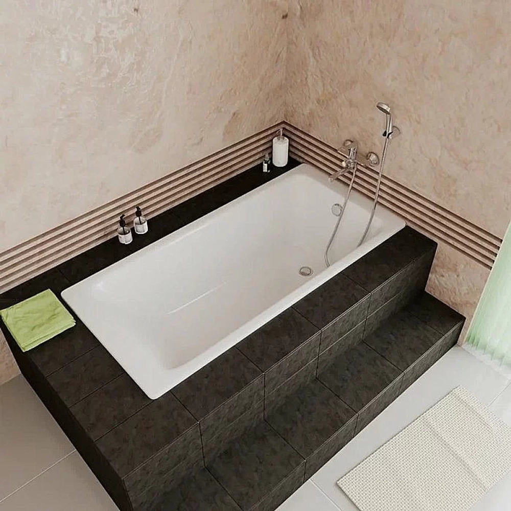 Ванна чугунная Delice Parallel Comfort DLR220506RB-AS 180х80 белая с черными матовыми ручками