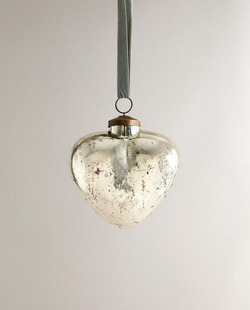 ZARA HOME ИСКУССТВЕННО СОСТАРЕННОЕ ЕЛОЧНОЕ УКРАШЕНИЕ «СЕРДЕЧКО», СЕРЕБРЯНЫЙ