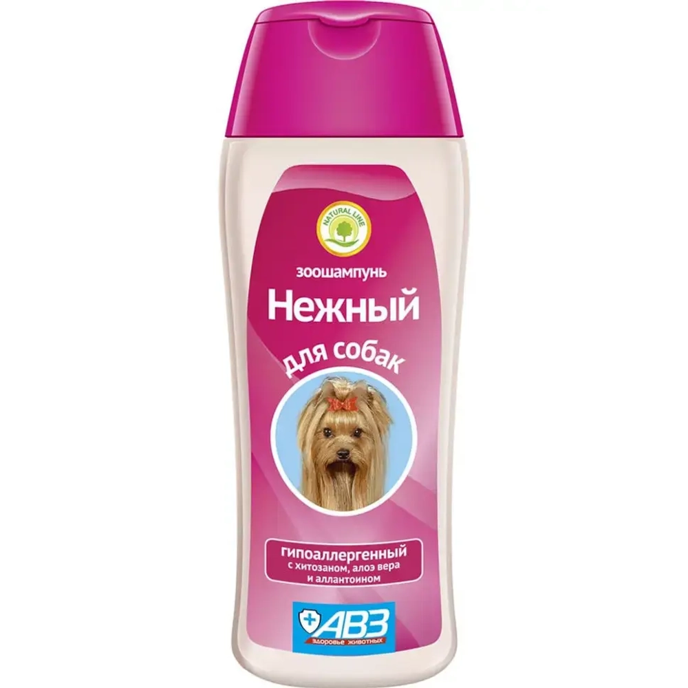 Авз нежный шампунь гипоалергенный с хитозаном и алоэ вера для собак - 270 мл