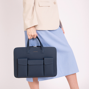 Сумка для MacBook Pro 17" Bocage с карманами из кожи теленка цвета синий