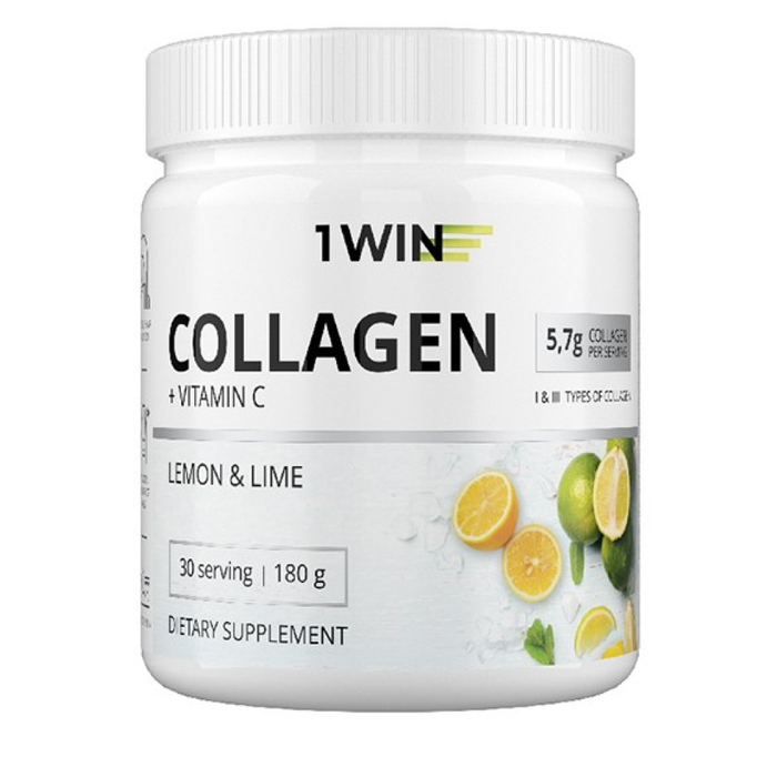 Коллаген с Витамином С &quot;Лимон и Лайм&quot;, Collagen + Vitamin C Lemon &amp; Lime, 1Win, 180 г