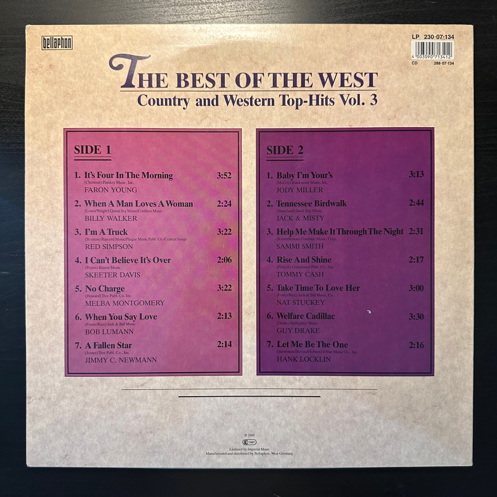 Сборник The Best Of The West - Country And Western Top-Hits Vol. 3 (Германия 1989г.)