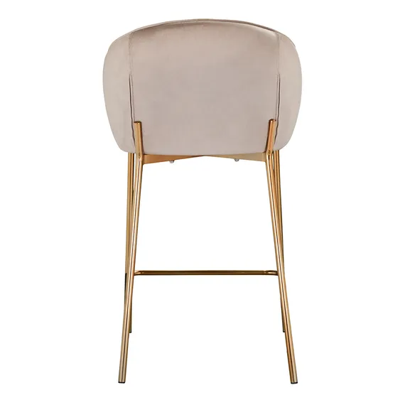 Полубарный стул Coral серо-бежевый велюр с золотыми ножками