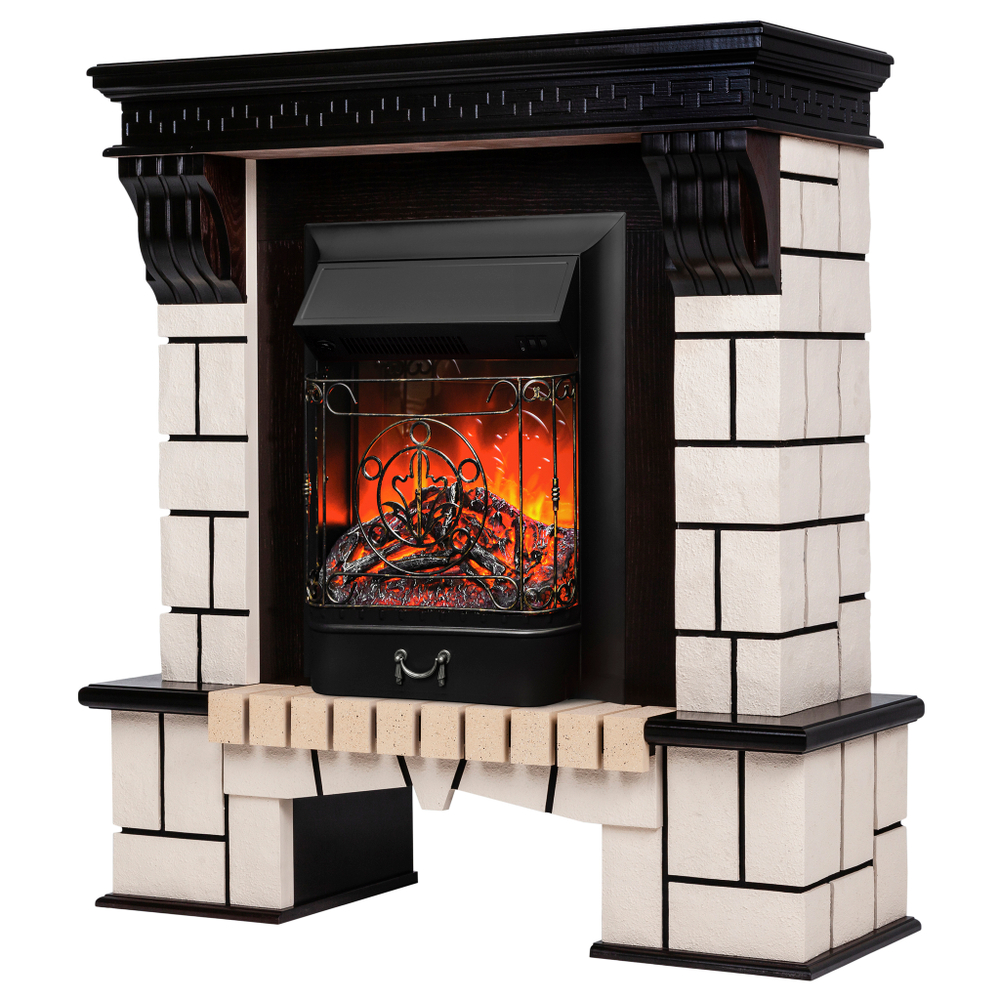 Каминокомплект Real Flame Stone AO-297 с очагом Majestic Lux Black (без пульта)
