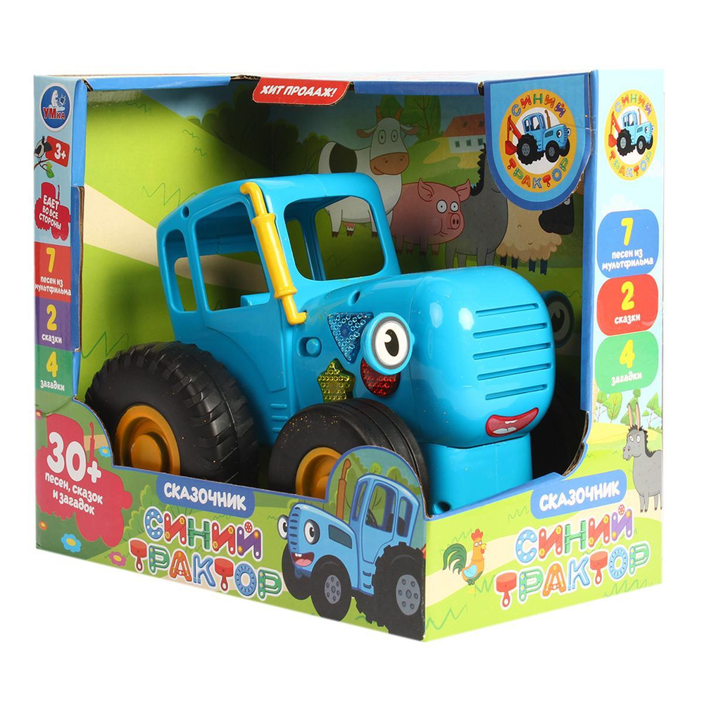 Каталка-сказочник "Синий Трактор" 5е колесо, на бат. в коробка HT1321-R-B01 (Умка)