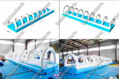 Водная горка с надувным дном, на подкачке ТУРБО "Яркость", 200*3*2,1 м