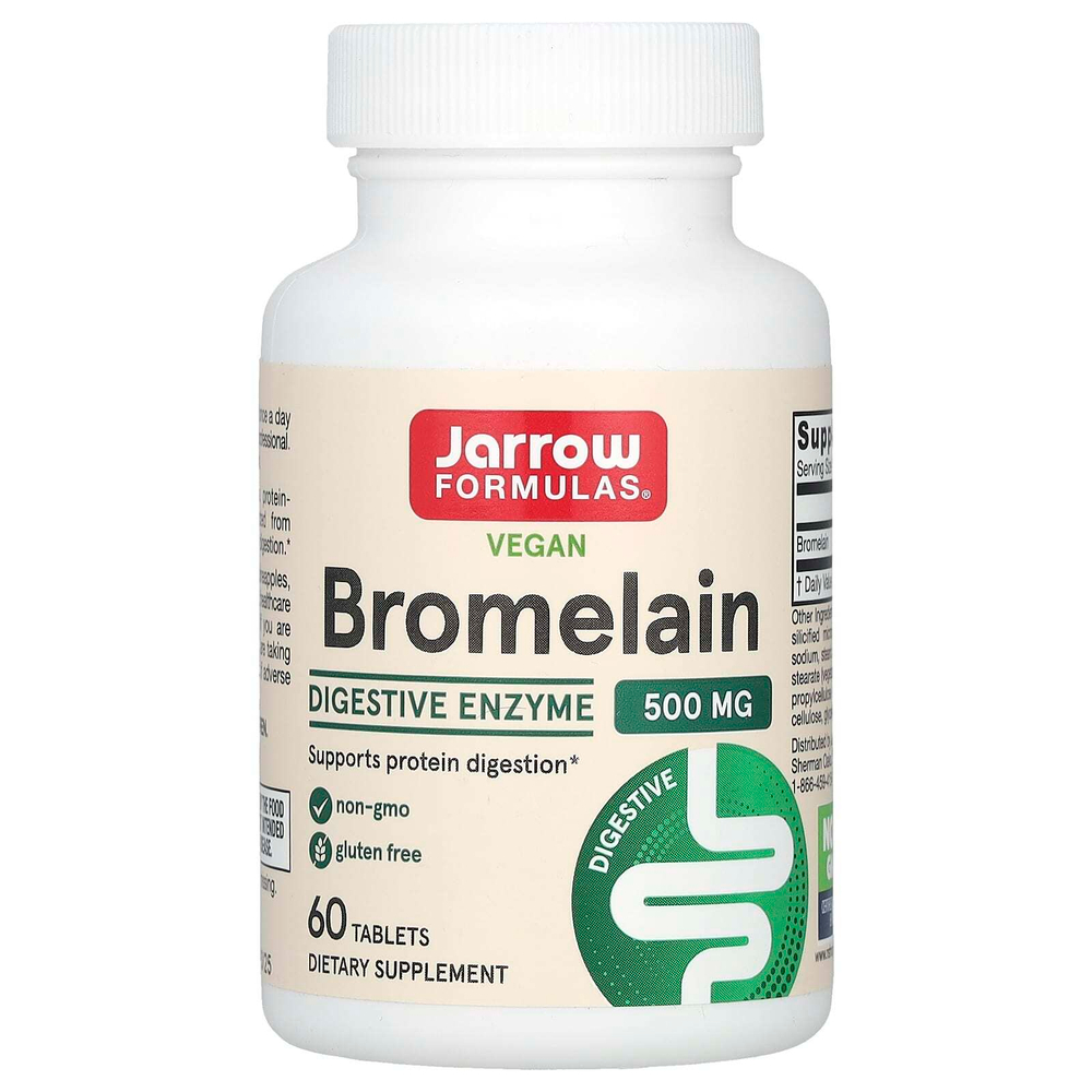 Jarrow Formulas, веганский бромелаин, 500 мг, 60 таблеток