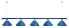 Лампа STARTBILLIARDS 5 пл. (плафоны зеленые матовые,штанга зеленая,фурнитура золото)