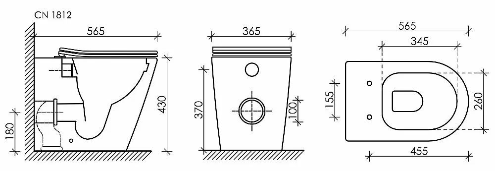 Унитаз приставной Ceramica Nova Highlight Rimless CN1812 безободковый, с крышкой микролифт