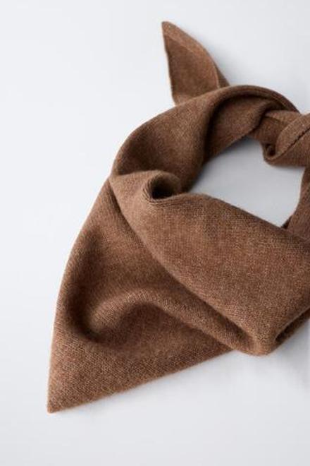 ZARA ВЯЗАНАЯ КОСЫНКА, КОРИЧНЕВЫЙ