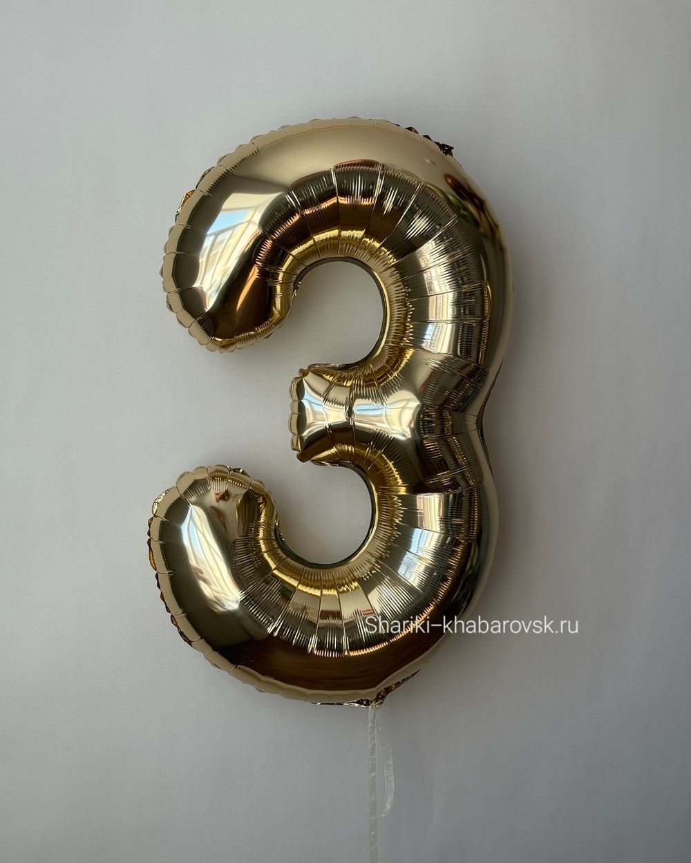 К Шар 40''102 см "Цифра 3" Белое золото (БГ-60)  Изображение2