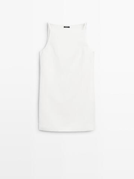 Massimo Dutti Струящееся мини-платье, белый