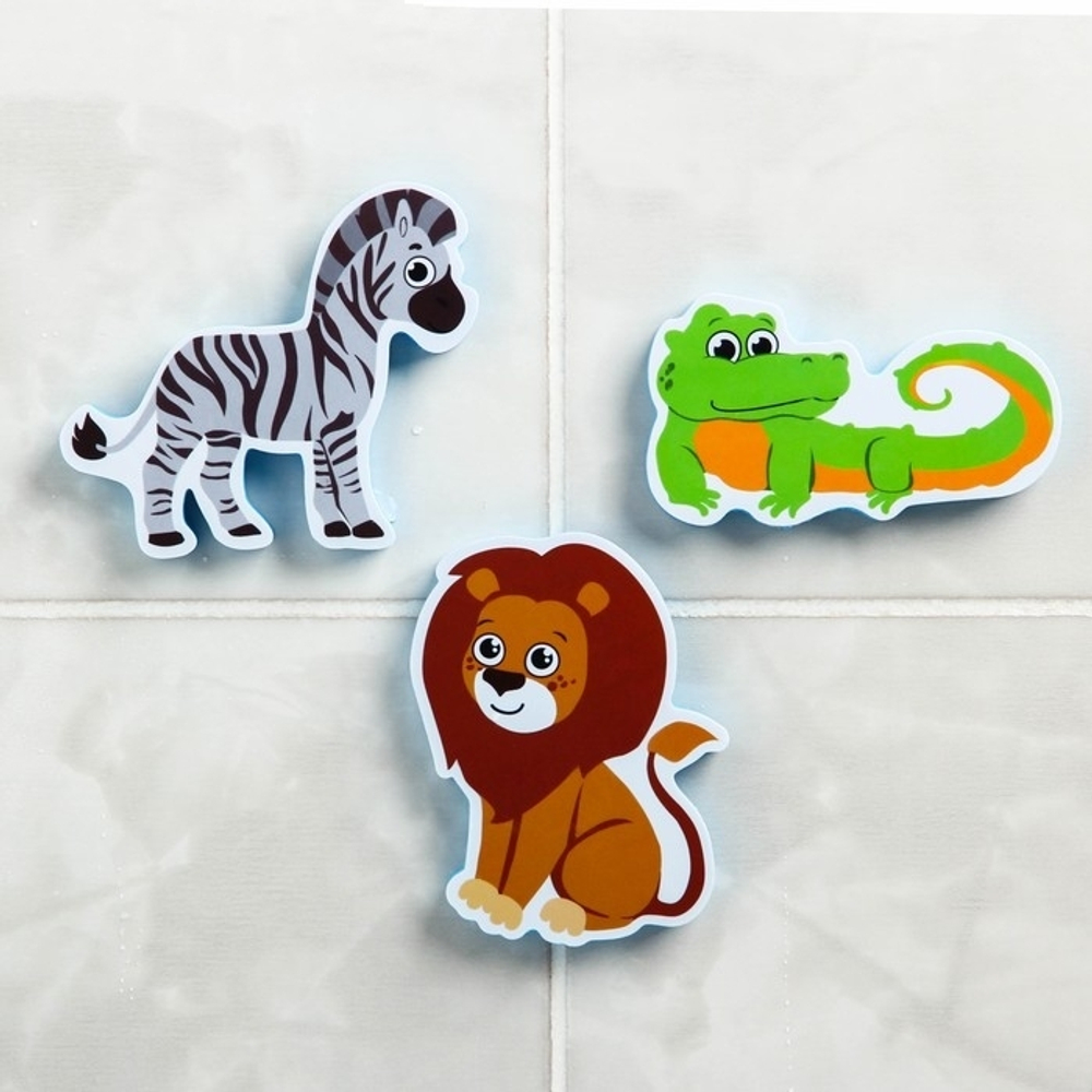 1874874 Наклейки в ванную из EVA «Африка» + сетка для хранения игрушек на присосках