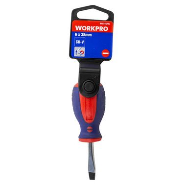 Отвертка шлицевая 6x38мм,на пластиковом держателе WORKPRO W021442WL