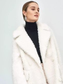 Шуба из шерсти мериноса чебурашка, белая, SilverFox