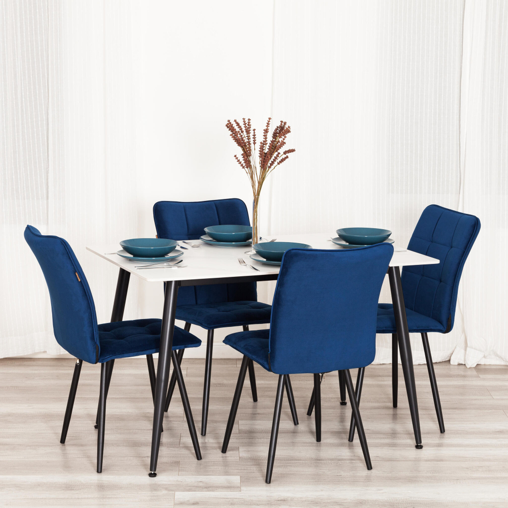 Стул обеденный Bari LT, велюр, Blue (синий), 41х55х89 см