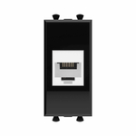 Телефонная розетка RJ-12 без шторки модульная, "Avanti", "Черный квадрат", 1 модуль