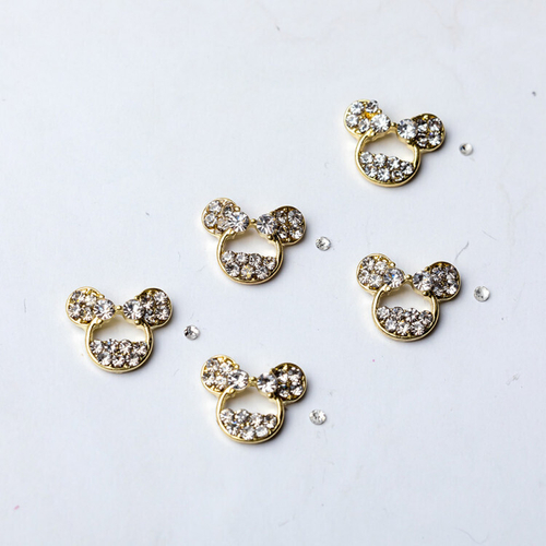 Blesk, Украшение для ногтей "Микки" №04 (металл) разм 12*10 мм, 5 шт + стразы стеклянные SS4, 5 шт