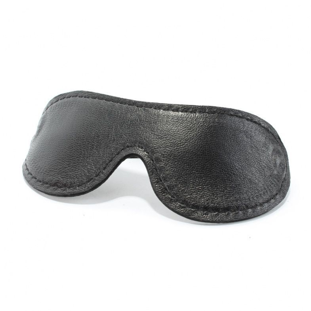 Черная кожаная маска на глаза с контрастной строчкой (Цвет: черный)