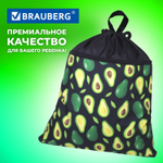 Мешок для обуви BRAUBERG большой с ручкой карман на молнии сетка 49х41 см "Avocado" (2 штуки в упаковке)