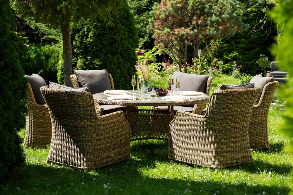 "Эспрессо–150 N" обеденная группа плетеная, цвет соломенный