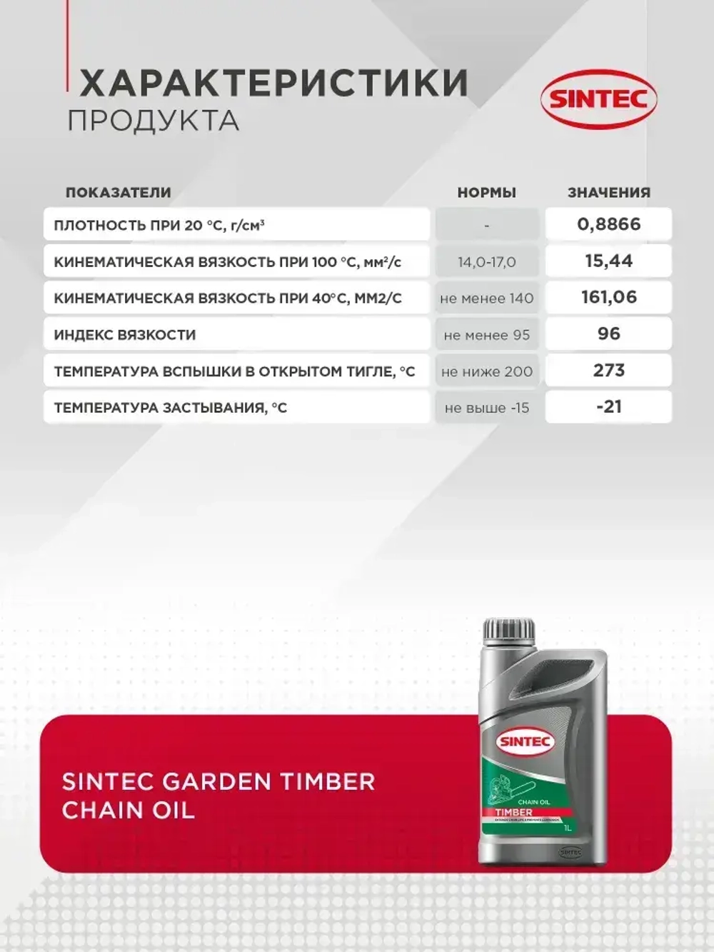 Масло цепное Sintec Garden Timber 1л