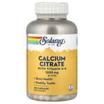 Solaray, цитрат кальция с витамином D3, 180 капсул