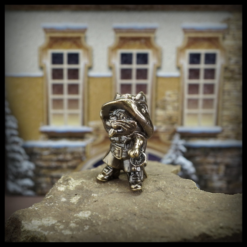 Темлячная бусина "Кот в сапогах" для ножей , латунь