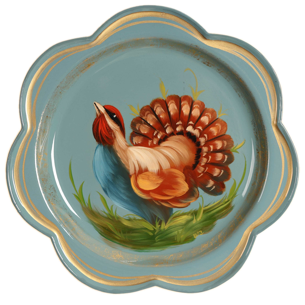 Жостовский поднос декоративный, размер 18 см (A1), металлический