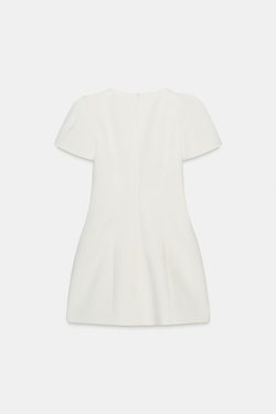ZARA КОРОТКОЕ ПЛАТЬЕ СО СКЛАДКАМИ И КАРМАНАМИ, ЭКРЮ