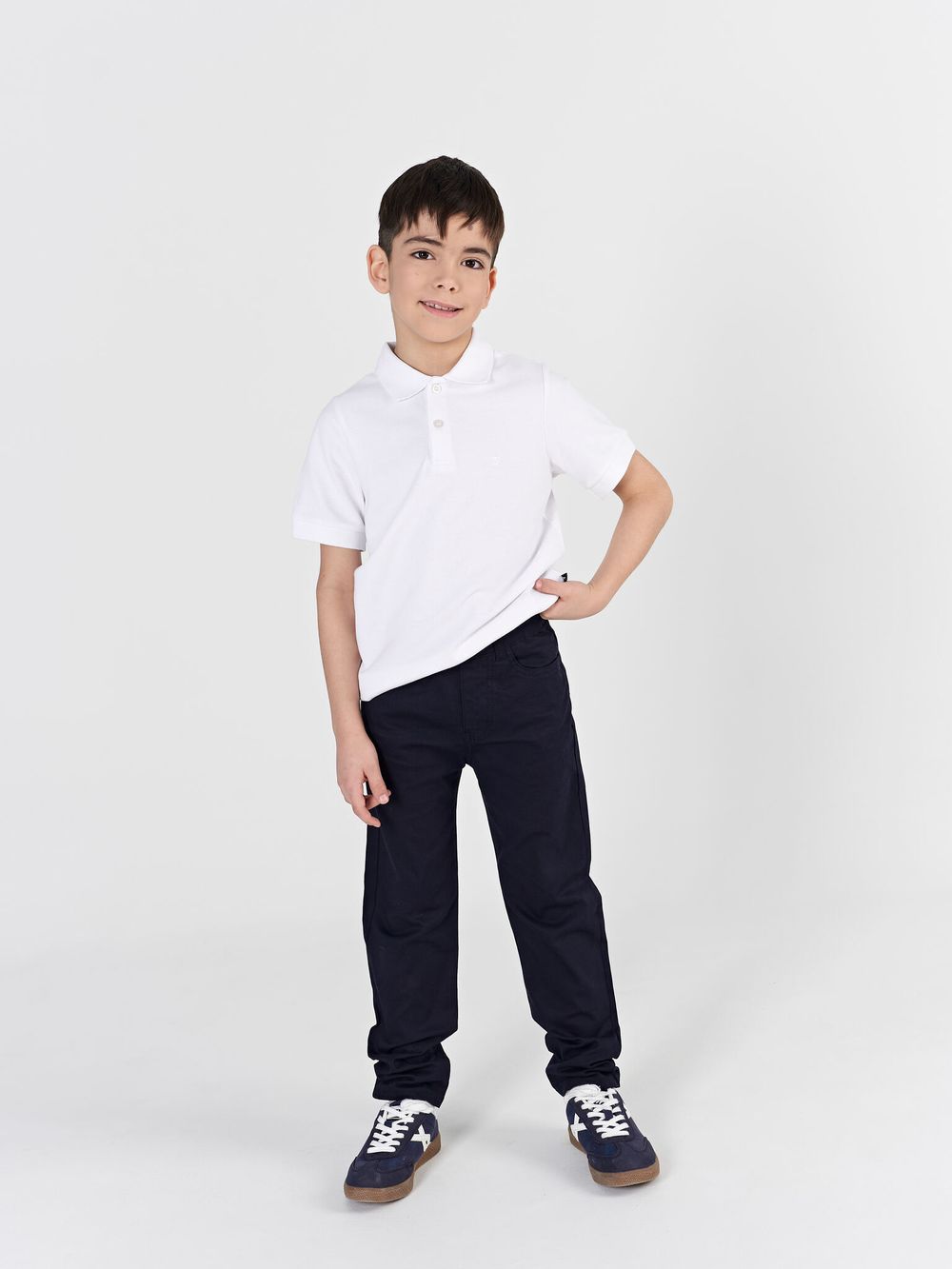 Брюки "Синие" габардин для мальчиков 7+