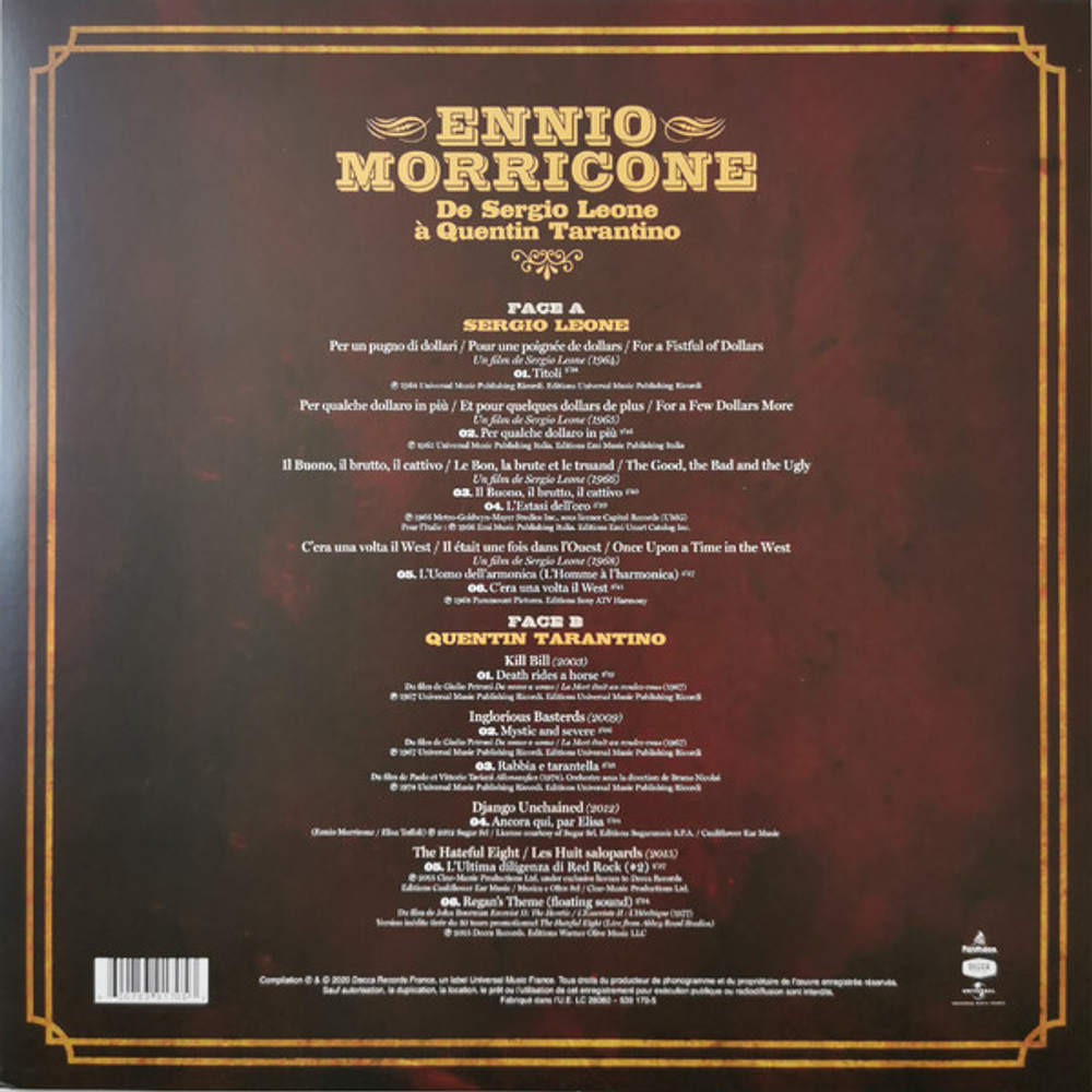 Ennio Morricone / Ennio Morricone De Sergio Leone A Quentin Tarantino (LP)